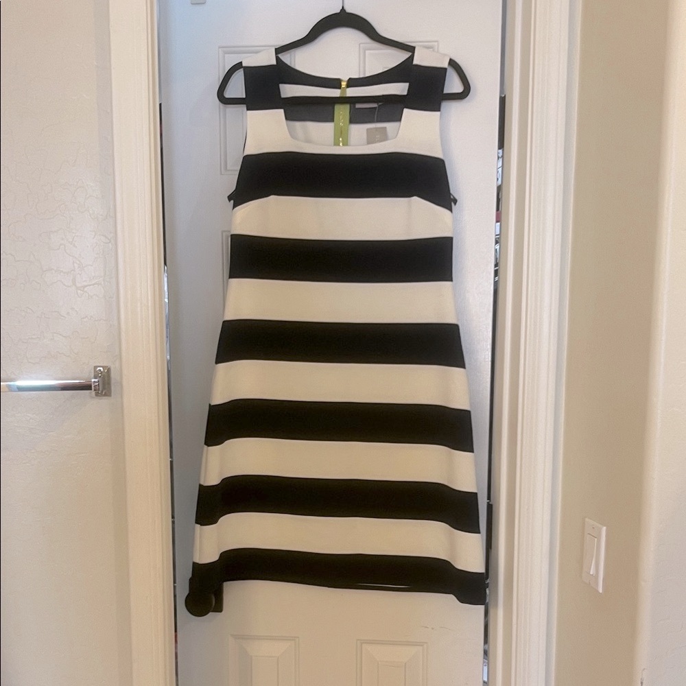 Ellie Kai Blue and White Striped Sleeveless Dress